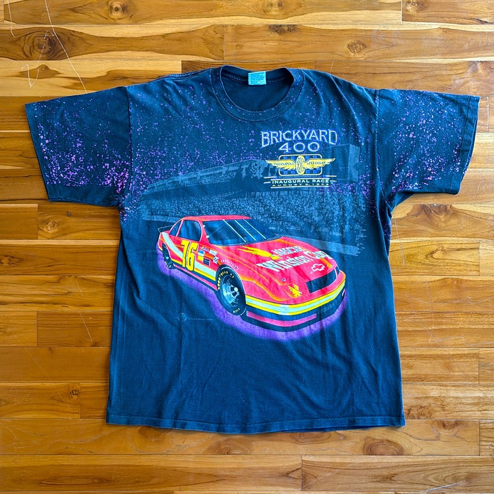 Vintage 1994 Brickyard 400 NASCAR All over print Tee 2X